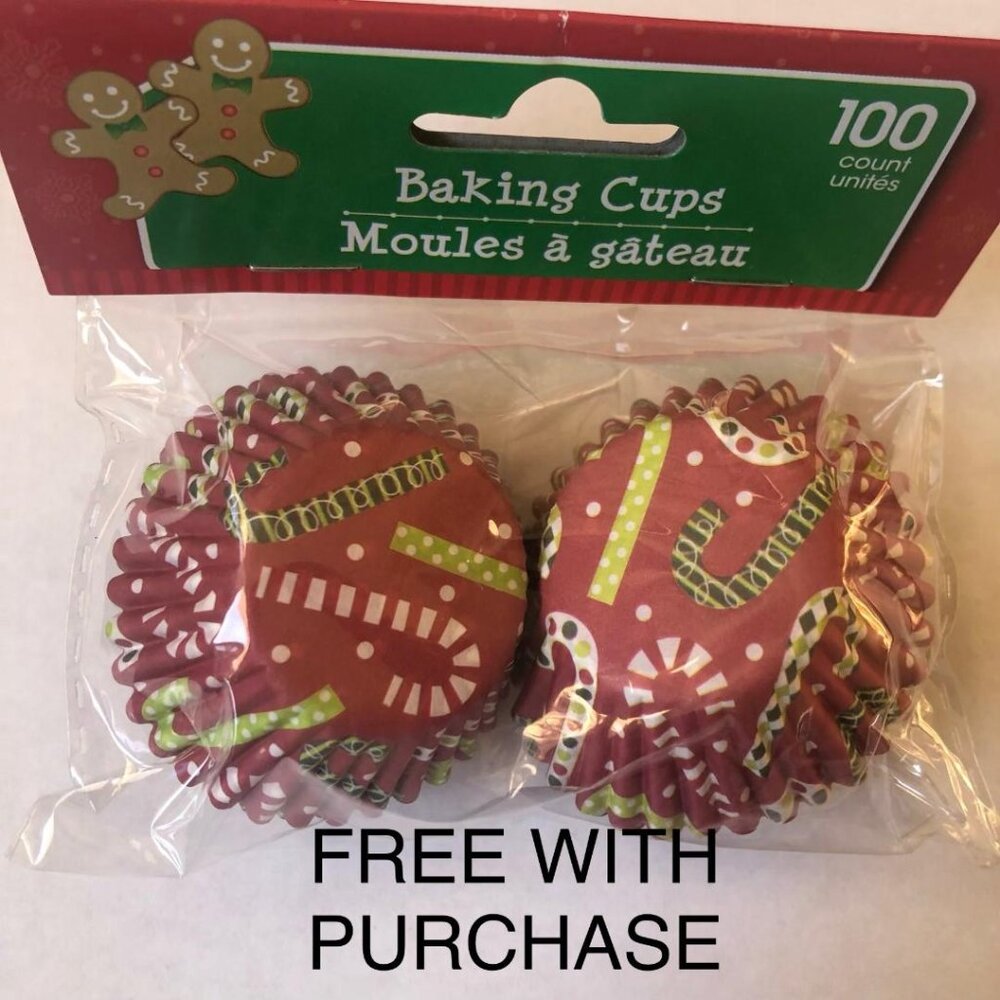 FREE WITH PURCHASE - Holiday Mini Baking Cups, 100 Count, Red w/Candy Cane print